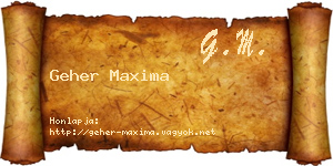 Geher Maxima névjegykártya